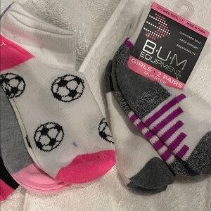 SOCK Equipment Pink and Gray Girls' Socks 5 pair NEW  kids